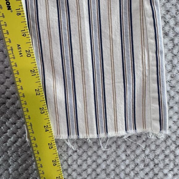 Pilco Pants Womens 28 Cream Brown Blue Striped High Rise Bootcut Raw Hem Casual - Picture 13 of 15